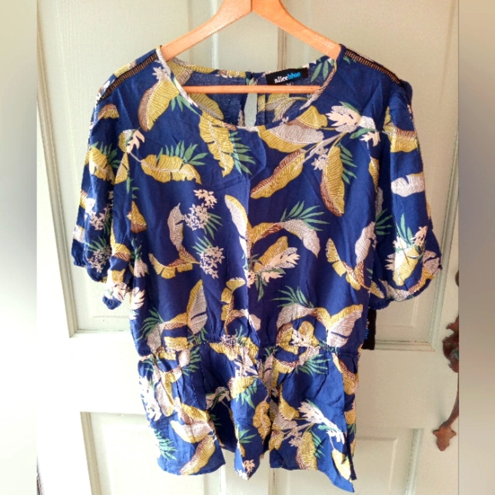 Alice blue Floral Tropical Top